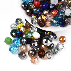Couleur Mélangete Chapelets de perles en verre, mixedstyle, facette, boulier et rond, couleur mixte, 8~16x7.5~12mm, Trou: 1.5~2mm, environ350~375 pcs / 500 g, environ 500 g /sachet 