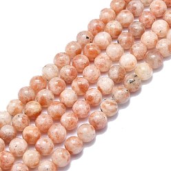 Sunstone Natural Sunstone Beads Strands, Round, 10mm, Hole: 1mm, about 40pcs/strand, 15.35 inch(39cm)