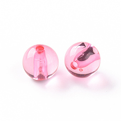 Ярко-Розовый Прозрачные акриловые бусины, круглые, ярко-розовый, 12x11 мм, отверстие : 2.5 мм, Около 566 шт / 500 г