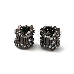 Noir Crémaillère placage micro en laiton pavent perles cubes de zircone, sans cadmium et sans plomb, colonne, noir, 9.5x9.5mm, Trou: 5.5mm