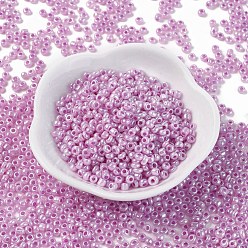 Medium Orchid 8/0 Glass Seed Beads, Ceylon, Round, Round Hole, Medium Orchid, 8/0, 3mm, Hole: 1mm, about 1111pcs/50g, 50g/bag, 18bags/2pounds