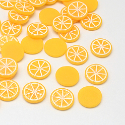 Orange Cabochons décodés en résine pomelo, nourriture imitation, orange, 15x2.5mm