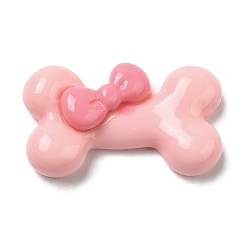 Pink Cabujones de resina opaca de dibujos animados, lindos cabujones para mascotas, hueso de perro, rosa, 13x23x6 mm