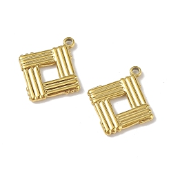 Golden Ion Plating(IP) 304 Stainless Steel Pendants, Rhombus Charm, Golden, 17x15.5x1.7mm, Hole: 1.2mm