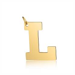 Letter L 201 подвески из нержавеющей стали, буквы, золотые, letter.l, 30x23.5x1.5 мм, отверстие : 4.5 мм