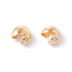 Golden Brass Crimp Beads Covers, Cadmium Free & Lead Free, Golden, 4x3.5x2mm, Hole: 2mm