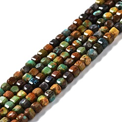 HuBei Turquoise Natural HuBei Turquoise Beads Strands, Faceted, Cube, 3x3x3mm, Hole: 0.6mm, about 135pcs/strand, 15.35''(39cm)