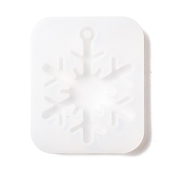 Blanc Thème de noël bricolage pendentif flocon de neige moules en silicone, moules de résine, pour la fabrication de bijoux en résine uv & résine époxy, blanc, 93x77x10mm, Trou: 5mm, diamètre intérieur: 81x62 mm