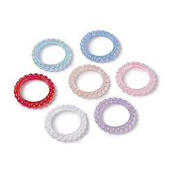 Mixed Color UV Plating Opaque Acrylic Beads Frames, Flower Ring, Mixed Color, 42.5x43x5.5mm, Hole: 2.5mm, Inner Diameter: 31mm