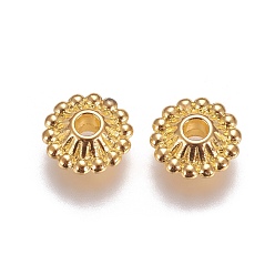 Golden Tibetan Style Spacer Beads, Lead Free & Cadmium Free & Nickel Free, Golden, about 11mm in diameter, 5mm thick, hole: 3mm