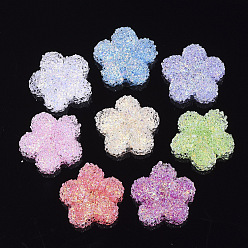 Mixed Color Epoxy Resin Cabochons, with Sequins/Paillette, Flower, Mixed Color, 19.5x20x7.5mm