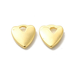Chapado en Oro Real de 24K Encantos de bronce, sin plomo y cadmio, encanto del corazón, real 24 k chapado en oro, 6x6x1 mm, agujero: 1 mm