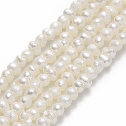 Beige Hilos de perlas de agua dulce cultivadas naturales, patata, crema, 2~2.5x2.5~4x2.5~4 mm, agujero: 0.5 mm, sobre 160~178 unidades / cadena, 14.49~15.63 pulgada (36.8~39.7 cm)