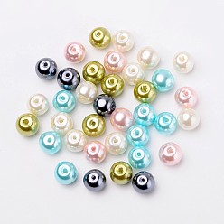 Mixed Color Pastel Mix Pearlized Glass Pearl Beads, Mixed Color, 6mm, Hole: 1mm, about 200pcs/bag