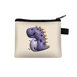 Medium Purple Polyester Wallets with Zipper, Change Purse, Clutch Bag for Women, Rectangle with Dinosaor, Medium Purple, 22x13.5cm