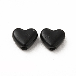 Черный Сердечные бусины из сплава, окрашенные распылением, без кадмия, без никеля и без свинца, чёрные, 5x6x3 мм, отверстие : 1.2 мм
