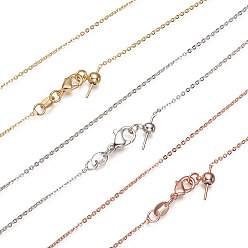 Mixed Color Brass Cable Chain Necklaces, Long-Lasting Plated, with Lobster Claw Clasps and Stopper Beads, Mixed Color, 17.71 inch(45cm), 0.5mm