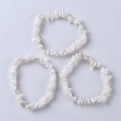 White Moonstone Bracelets blanc pierre de lune extensibles naturelles, nuggets, 2-1/8 pouce (5.5 cm)