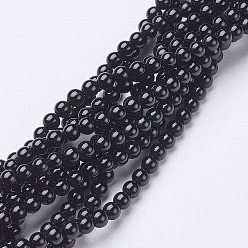 Black Onyx Natural Black Onyx Round Beads Strands, Grade A, Dyed, 4~10mm, Hole: 0.8~1mm, 15 inch, size proportion: 1:1:1:1