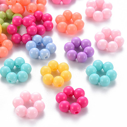 Mixed Color Opaque Acrylic Bead Frames, Flower, Mixed Color, 16.5x15.5x6mm, Hole: 2mm, about 674pcs/500g