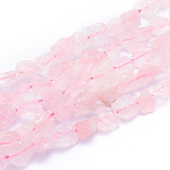 Quartz Rose Brins naturels bruts de perles de quartz rose, nuggets, 6~12x6~10x5~8mm, Trou: 0.7mm, Environ 48 pcs/chapelet, 15.75 pouce (40 cm)