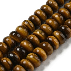 Tiger Eye Natural Tiger Eye Beads Strands, Rondelle, Grade A, 8.5x5mm, Hole: 1.4mm, about 73pcs/strand, 14.96''~15.08''(38~38.3cm)