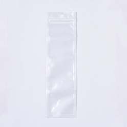 Blanc Sacs de fermeture à glissière en plastique de film de perle, sacs d'emballage refermables, avec trou de suspension, joint haut, sac auto-scellant, rectangle, blanc, 21x6 cm, mesure intérieure: 18x5 cm