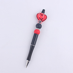 Красный Пластиковая шариковая ручка медицинской тематики, бисерная ручка, для индивидуальной ручки своими руками, сердце со стетоскопом, красные, 150 мм