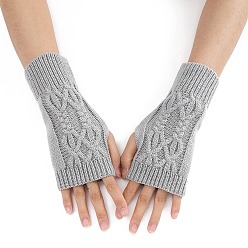 Gris Foncé Gants sans doigts à tricoter en fil de fibre acrylique, gants chauds d'hiver avec trou pour le pouce, gris foncé, 200x70mm