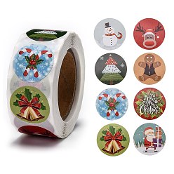 Christmas Bell Rouleau de noël stickers, 8 différents designs autocollants d'étanchéité décoratifs, pour les cadeaux de Noël, décorations de Noël, 25mm, à propos 500pcs / roll