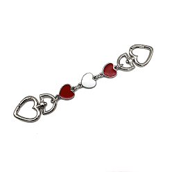 Dark Red Alloy Enamel Heart Bag Strap Extenders, with Swivel Clasps, for Bag Replacement Accessories, Platinum, Dark Red & White, 17cm
