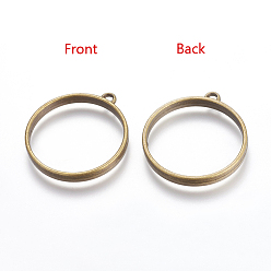 Antique Bronze Tibetan Style Alloy Ring Frame Pendants for DIY Resin Pendants, Vintage Findings, Cadmium Free & Nickel Free & Lead Free, Antique Bronze, Flat Round: 30mm, 37x33x4mm, Hole: 3mm, about 250pcs/kg