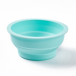 Medium Turquoise Portable Collapsible Watercolor Paint Brush Washing Water Cup, Foldable Painting Pen Cleaning Bucket, Pigment Mixing Cup, Medium Turquoise, 9.9x4.4cm, Inner Diameter: 8.65cm