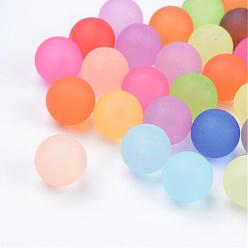 Mixed Color Transparent Acrylic Beads, No Hole Beads, Frosted, Round, Mixed Color, 10mm, about 950pcs/500g