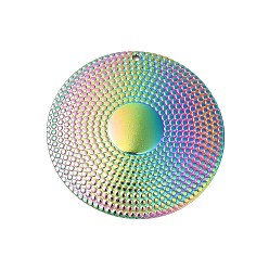 Rainbow Color Revestimiento iónico (ip) 304 colgantes de acero inoxidable, encantos planas redondas, color del arco iris, 35x3 mm, agujero: 1.2 mm