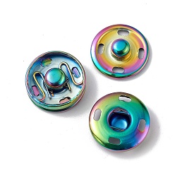Rainbow Color Placage ionique (ip) 202 boutons-pression en acier inoxydable, boutons de vêtements, accessoires de couture, couleur arc en ciel, 15x5.5mm