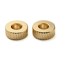 Golden 201 Stainless Steel Corrugated Beads, Flat Round, Golden, 8x3mm, Hole: 2.2mm