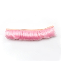 Rose Nacré Cheveux de perruque de poupée de coiffure frange courte fibre haute température, pour bricolage fille bjd making accessoires, perle rose, 1.97 pouce (5 cm)
