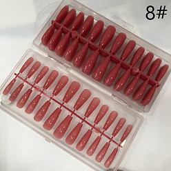 Indian Red Solid Plastic Full Cover Press on Press on False Nail Tips, Nail Art Detachable Manicure, Trapezoid, Indian Red, 20~32x6.5~13mm, 240pcs/box