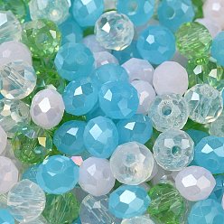 Azure Glass Beads, Faceted, Rondelle, Azure, 8x6mm, Hole: 1mm, about 1210pcs/500g