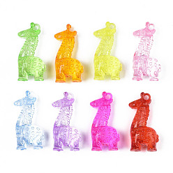 Couleur Mélangete Pendentifs acryliques transparents , girafe, couleur mixte, 50x24x17.5mm, Trou: 3.5mm, environ60 pcs / 500 g