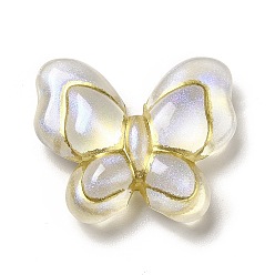 Clair Perles acryliques transparentes, métal doré enlaça, papillon, clair, 17.5x21x6mm, Trou: 1.6mm, environ415 pcs / 500 g