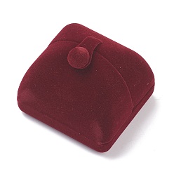 Темно-Красный Бархатная коробка для колец, двойная откидная крышка, идеально подходит для помолвки невесты свадебной фотографии, прямоугольные, пара колец, темно-красный, 6.9x6.4x6.1 см