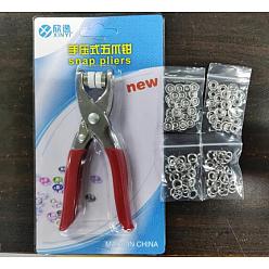 Red Press Button Snap Fastener Pliers and 201 Metal Snap Buttons, Red, 125x126x15mm