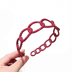Cerise Plastic Curb Chains Shape Hair Bands, Wide Hair Accessories for Women, Cerise, 120mm