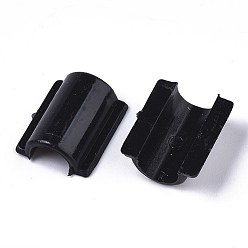 Black Opaque AS Plastic Base Buckle Hair Findings, for Hair Tie Accessories Making, Black, 13.5x11.5x4.5mm, about 2000pcs/bag