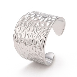 Color de Acero Inoxidable 304 brazalete abierto de acero inoxidable, anillo texturizado de banda ancha para mujer, color acero inoxidable, tamaño de EE. UU. 9 (18.9 mm)