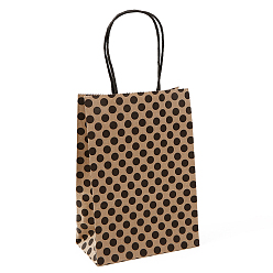 Polka Dot Sacs en papier kraft, avec une poignée, sacs-cadeaux, sacs à provisions, rectangle, motif de points de polka, 15x8x21 cm