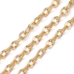 Golden Oval Oxidation Aluminum Coffee Bean Chains, Unwelded, Golden, Link: 10x7x2mm, about 30 yards/roll