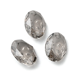 Satin Glass Rhinestone Cabochons, Pointed Back, Faceted, Oval, Satin, 18x13x6mm